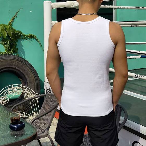 Men's Vest Thickened Thick Threaded Vest 2*2 Men's American Sports Vest Hip-hop Slim Sweat Absorbing Base Shirt