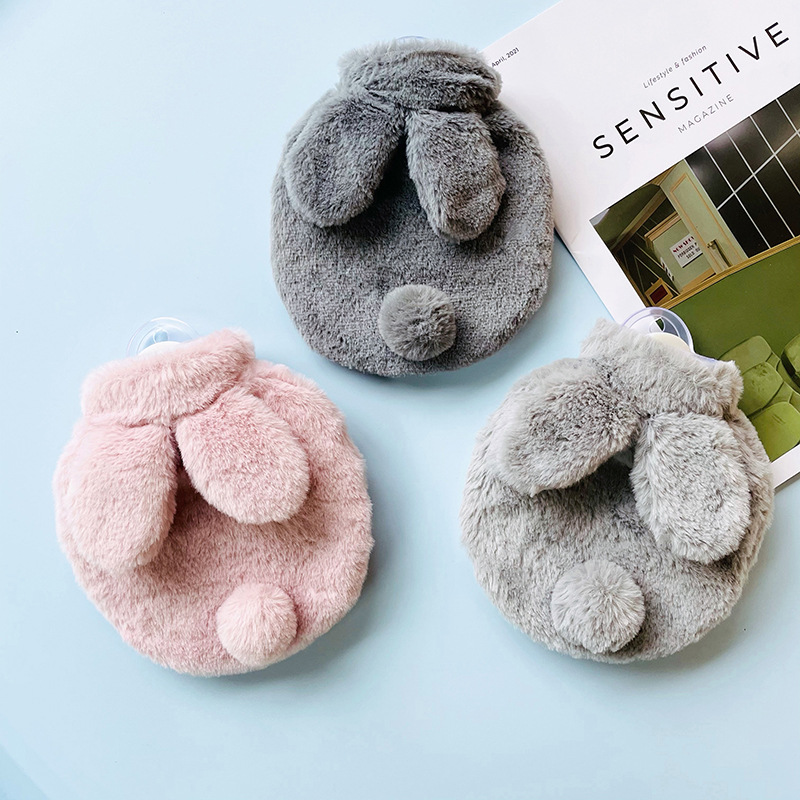 Cartoon Rabbit Plush Hand Warmer Hot Compress Abdominal Warmer Removable and Washable PVC Water Injection Hot Water Bag Cute Factory Wholesale