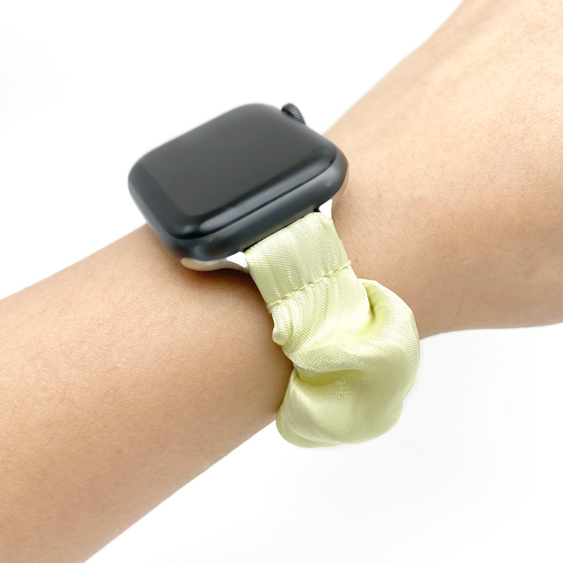 Summer new suitable for Apple watch Apple strap narrow edge solid color bright silk hair band strap
