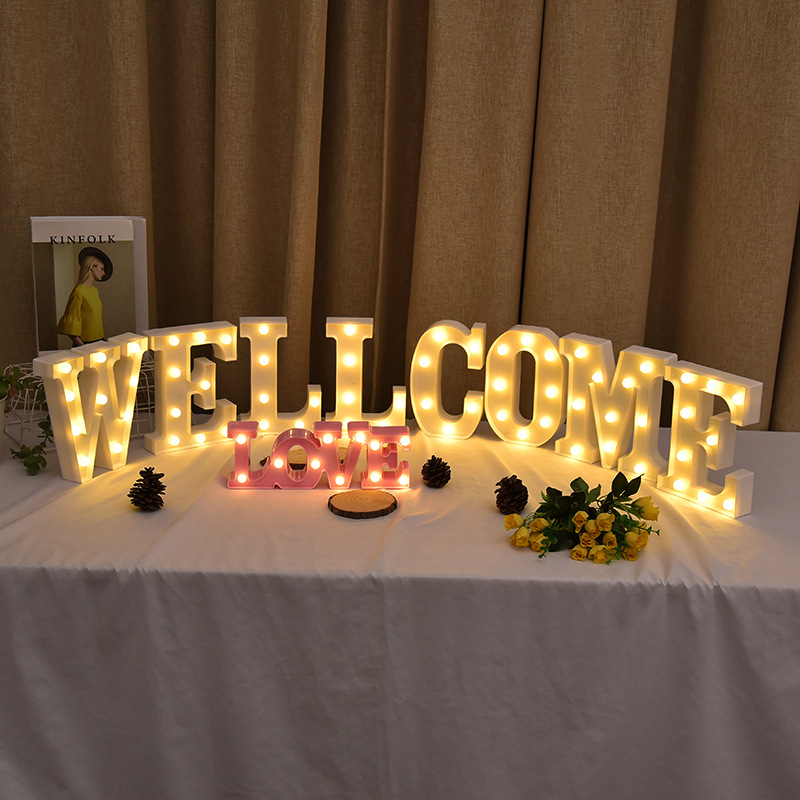 26 English letter lights LED atmosphere lights wedding birthday party decoration scene layout modeling lights