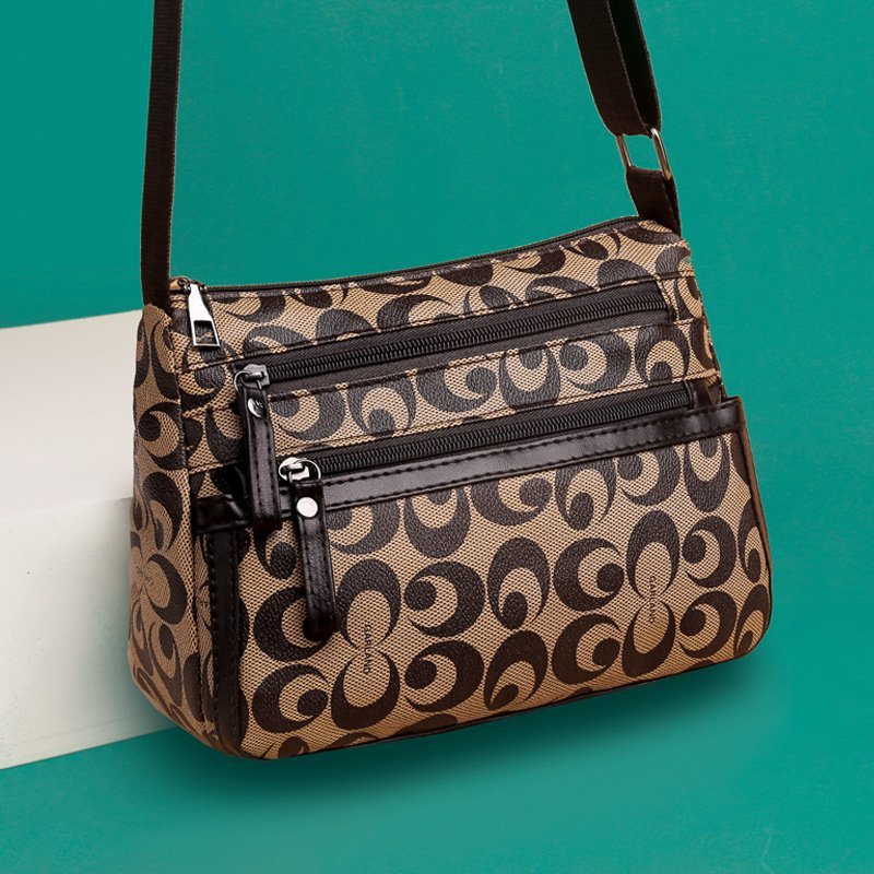 New 2024 Large Capacity Multi-layer Women's Crossbody Bag Shoulder Fashionable Printed Bag Middle-aged Mother Coin Purse