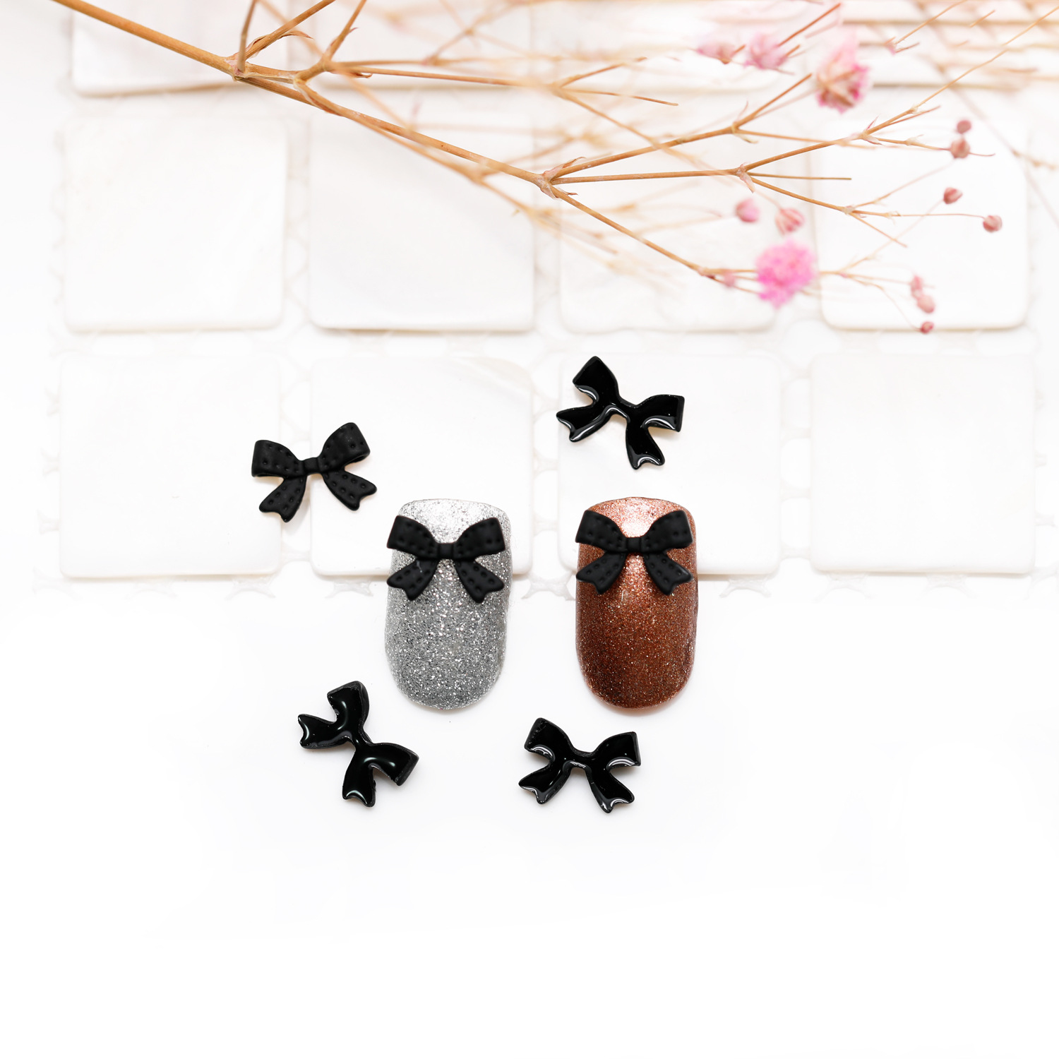 Bowknot nail art accessories nail art small red ins Japanese fairy resin 2021 new three-dimensional decoration