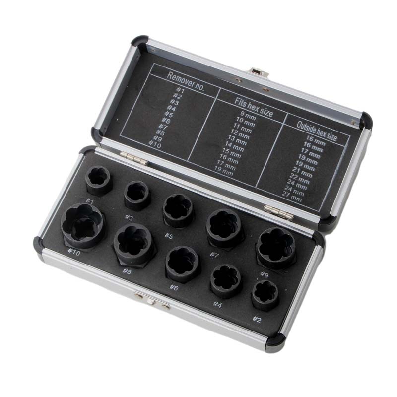 10-piece aluminum box set broken nut Bolt extraction device socket hexagon screw manufacturer broken wire extraction device