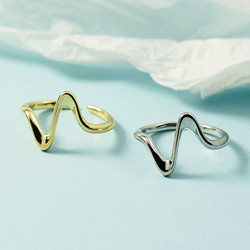 Open Chaoren ECG Wave Pattern Ring Women's Personality Simple Fashion Index Finger Ring Design Foreign Trade