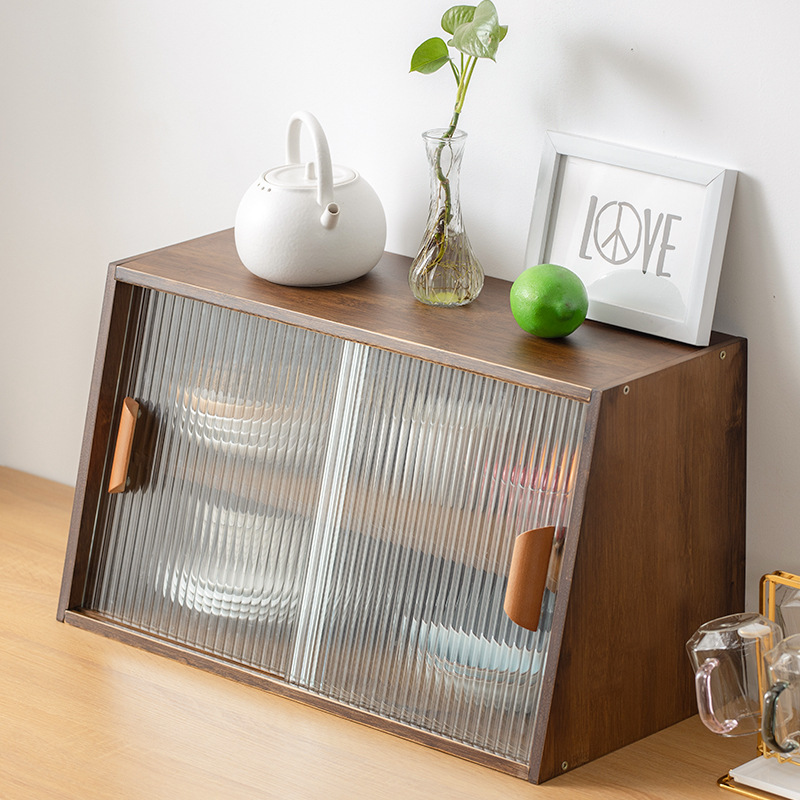 Japanese-style sideboard small glass bowl cabinet kitchen countertop storage cabinet, desk storage and display cabinet, solid wood household