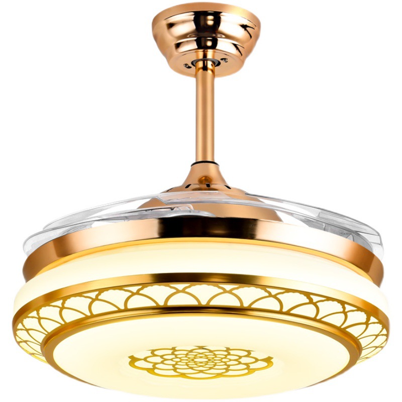 Invisible fan lamp dining room living room bedroom ceiling fan lamp big wind home intelligent inverter fan with pendant lamp integrated