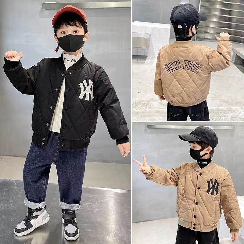 Boys' coat thickened spring and autumn Western style handsome boy baseball uniform quilted jacket thin cotton-padded coat