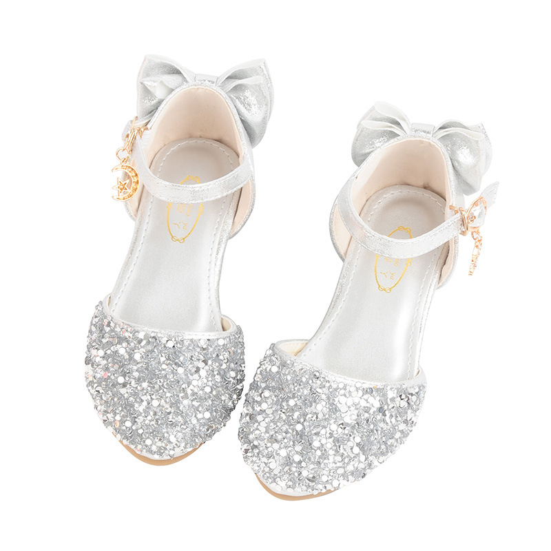 Children's High Heels Princess Summer Crystal Shoes with Girls Model Competition Piano Performance catwalk dress shoes