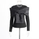 Fashion Net red niche style 2024 spring new round neck long sleeve personality cross bow solid color T-shirt for women