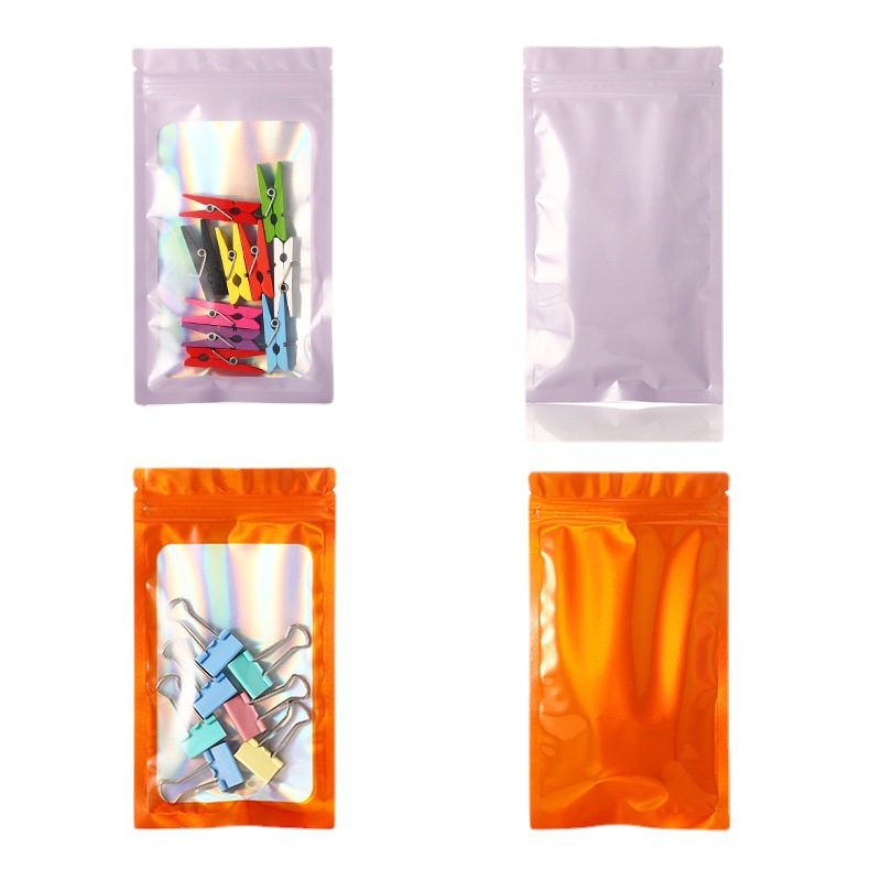 Color self-sealing bag holographic packaging bag jewelry laser bag self-sealing bag ins style high-level magic color plastic bag