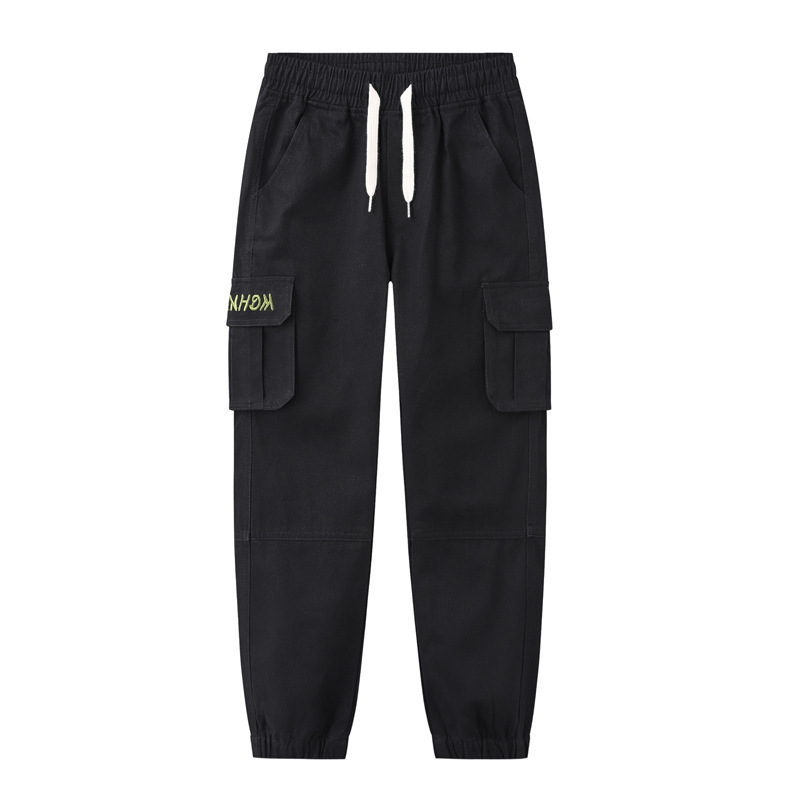 Zhongda Boys Cotton Pants Children's Overalls Boys Spring and Autumn Casual Fleece-Lined Trousers 2022 Winter Sports Pants