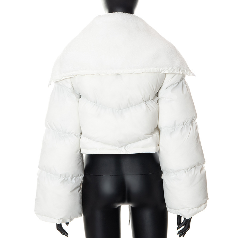 Q22TP392 European and American women's clothing 2022 autumn and winter New Fashion solid color embroidery North American small stand collar casual cot_voghion.com