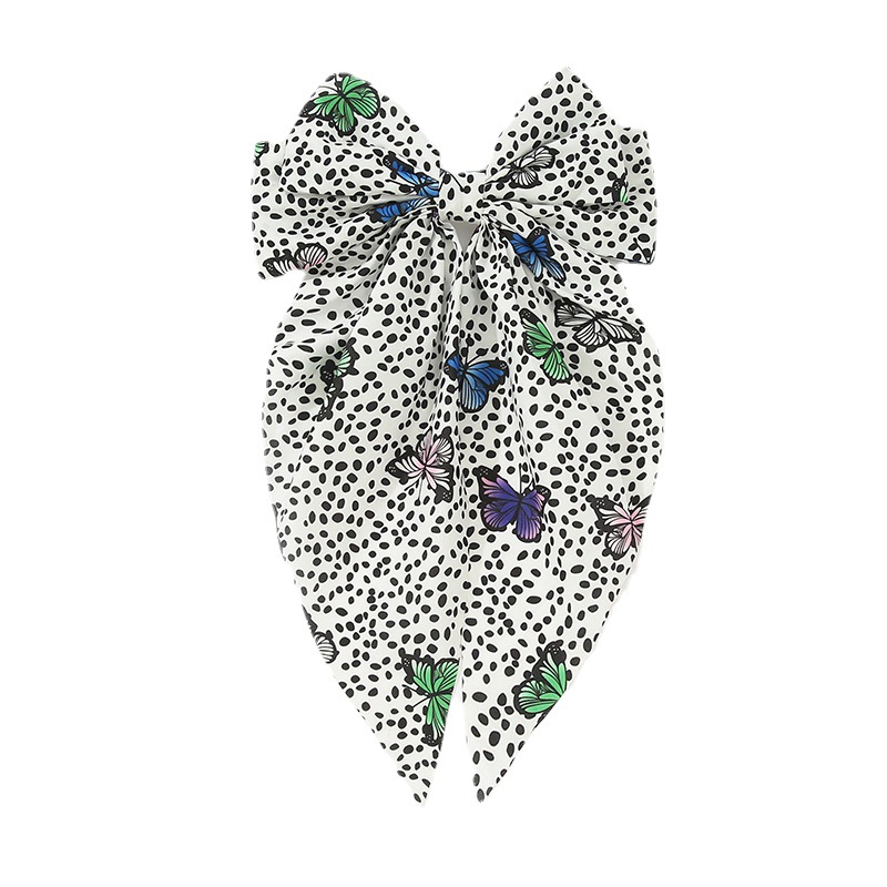 Internet Red Fu Ancient Big Bow Hairpin Back Head Fixed Hair Clip Side Clip Printed Temperament Spring Clip Headwear