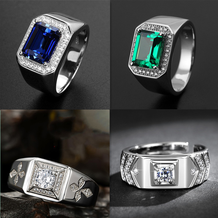 SOURCE Factory wholesale moissanite open mouth men's ring domineering men's open adjustable ring wedding ring TikTok delivery