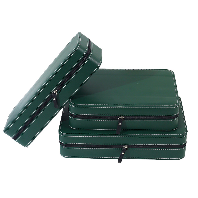 New Green Watch Storage Bag Portable Zipper Watch Storage Box Wristwatch Leather Bag Household Flannel Watch Box