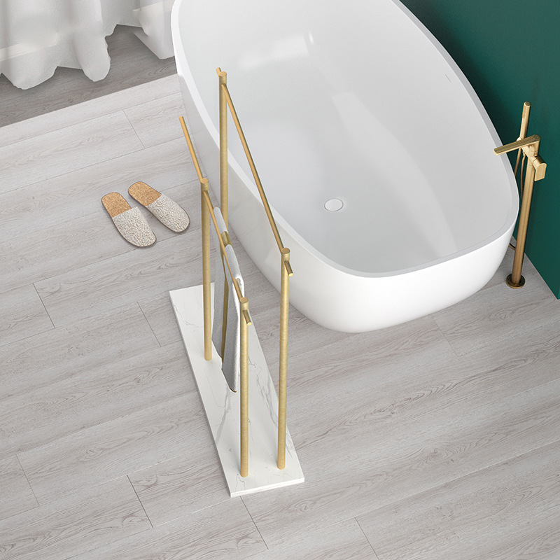 Light Luxury Marble Bath Towel Rack Toilet Floor-type Bath Side Towel Rack Movable Double-layer Bathroom Rack