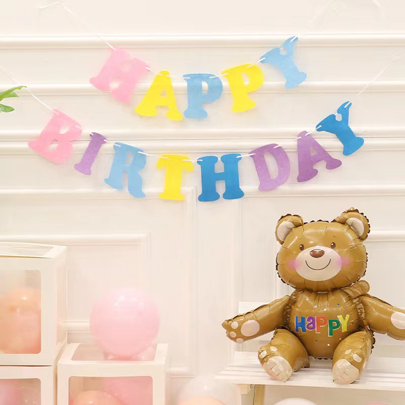Felt non-woven fabric pull flag festival pull flag colorful flag decoration birthday party decoration