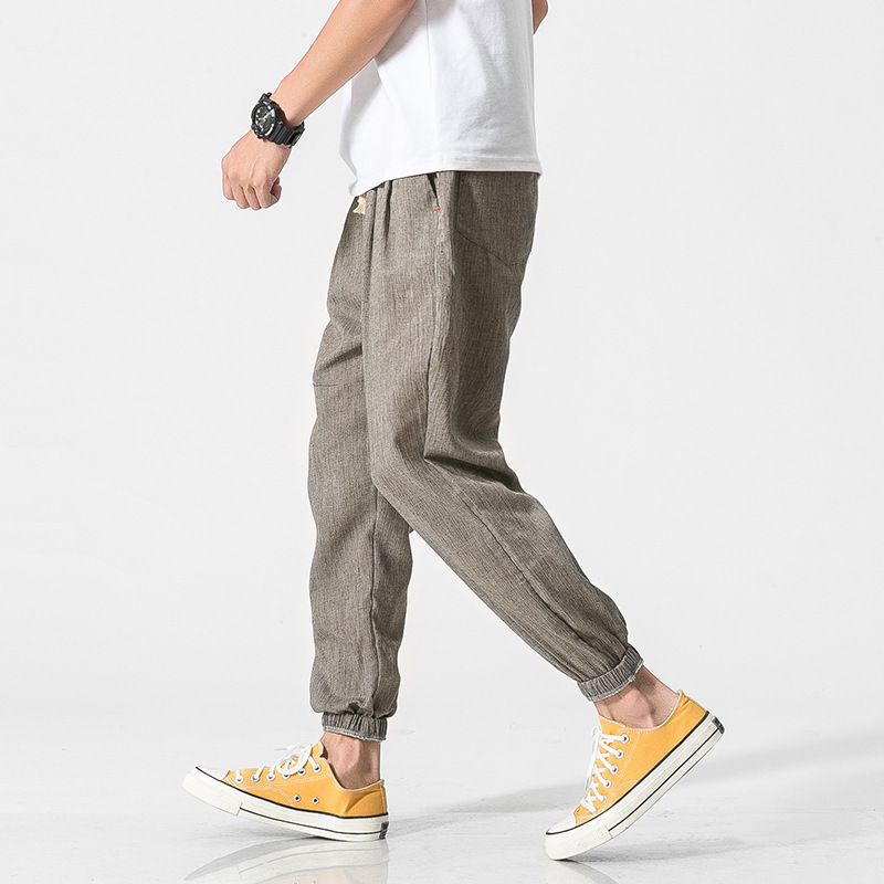 Summer Trendy Casual Pants Large Size Chinese Style Lantern Pants Men's Linen Pants Cotton Linen Harlan Ankle Pants for Men