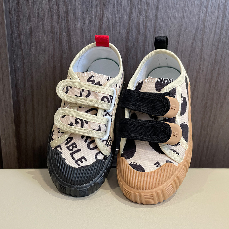 Nanlu Korean Style Casual Children's Shoes INS Graffiti Velcro Biscuit Shoes Kindergarten Middle School Children's Canvas Student Shoes