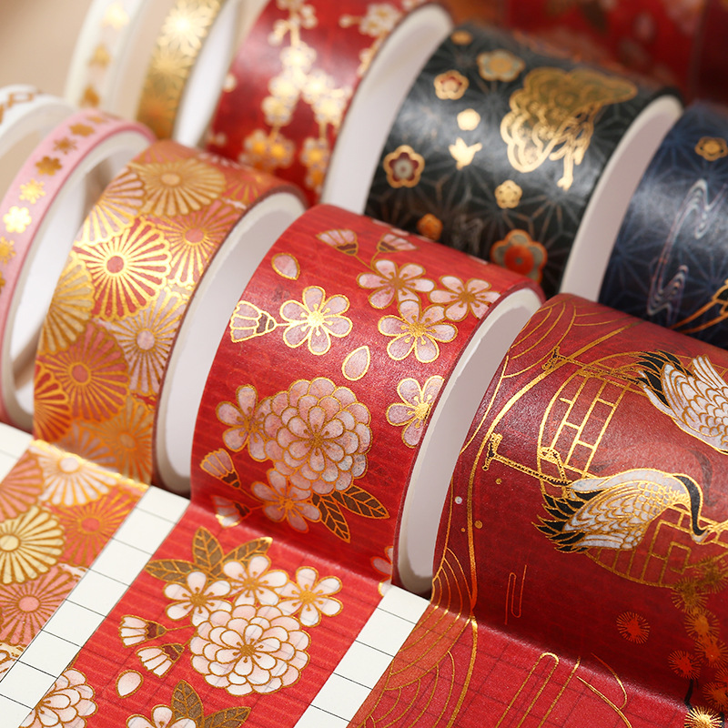 Guofeng bronzing and paper tape adhesive diy hand account wedding decoration stickers 5 rolls Spring Festival series