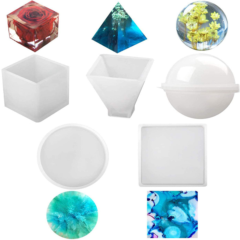 Cross-border crystal glue mold mirror handmade DIY ball cube pyramid silicone mold ornaments