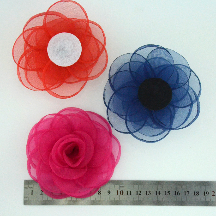 Korean-style Burned Edge Mesh Fabric Three-dimensional Rose Big Flower diy Hair Accessories Shoes and Hats Burned Edge Head Flower Accessories