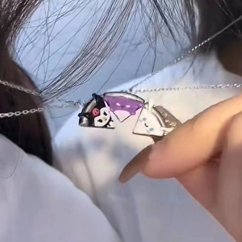 Trembling with Sanrio Series Necklace Women's Cute Soft Sister Cartoon Baku Yugui Dog Pendant for Girlfriend Gift