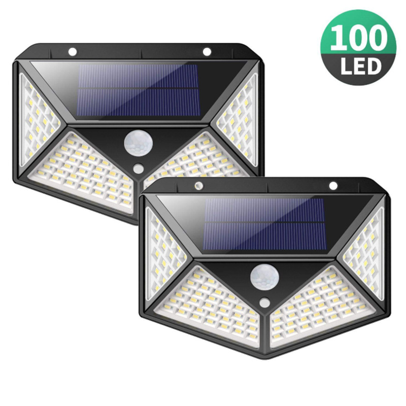 Amazon Hot Sale Outdoor Solar Induction Wall Light 100LED Outdoor Garden Four Sides Light Emitting Garden Light for Home