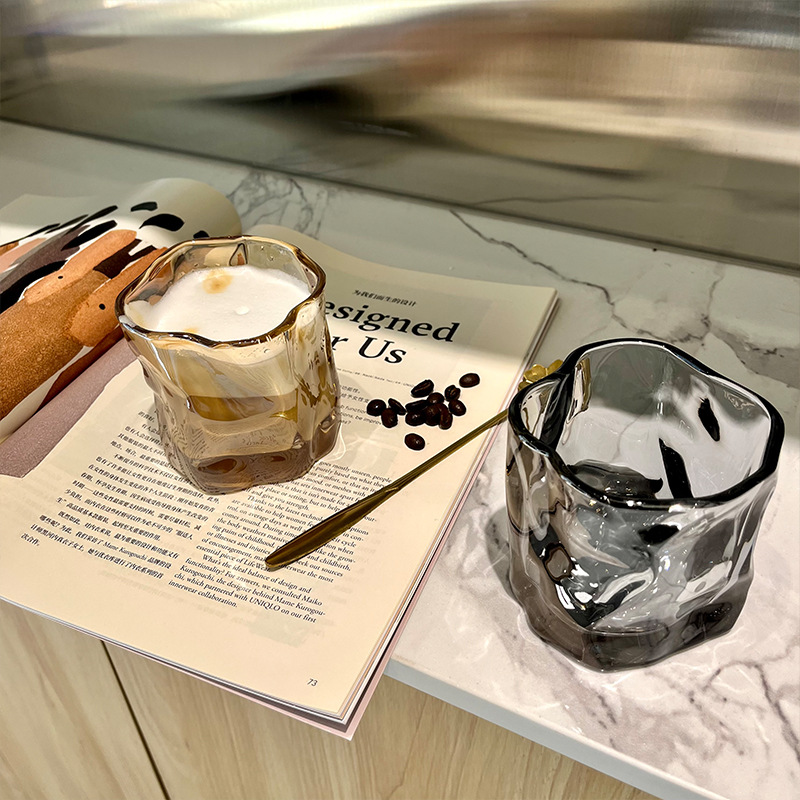 Korean-style INS-shaped twisting water cup transparent glass cup retro milk cup coffee cup latte cup wholesale
