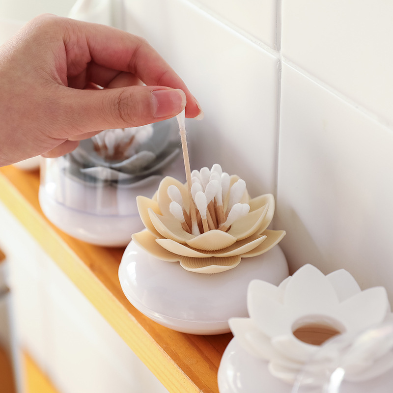Creative New Lotus Cotton Bracket Household Daily Toothpick Box Cotton Bracket Box Portable Tooth Bamboo Stick Storage Box