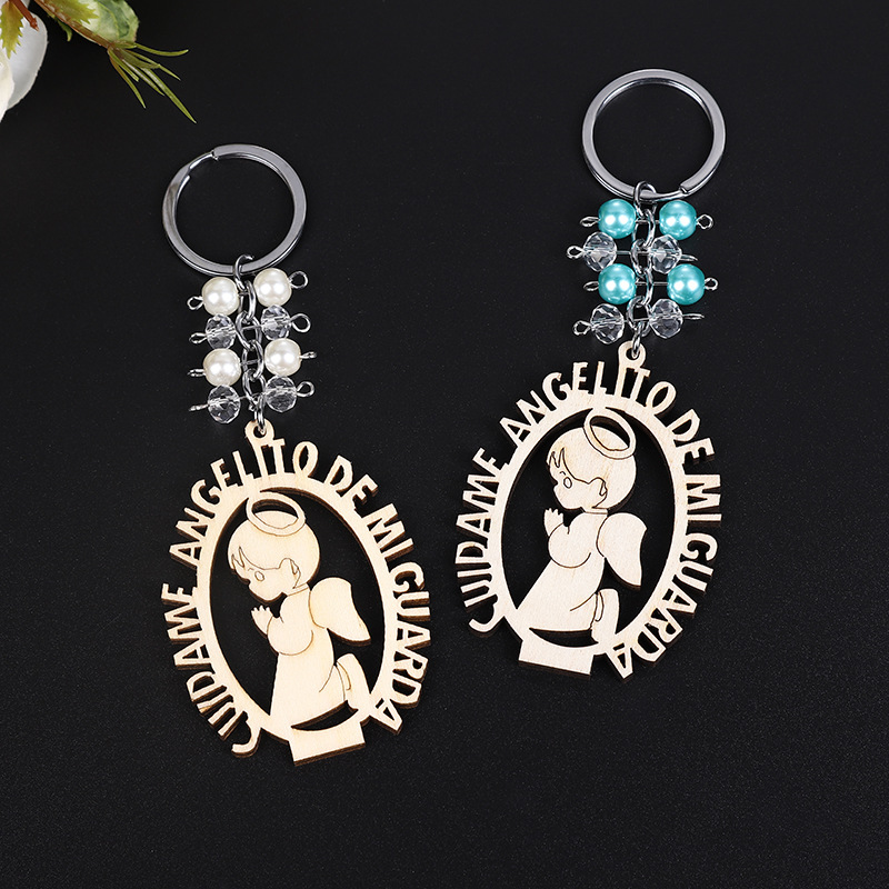ETSY горячее крещение брелок завод прямой Ангел брелок Деревянная Карта брелок для мальчиков и девочек