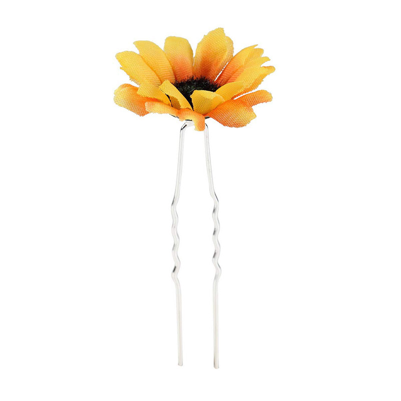 Daisy Sunflower Hair Needle U-Shaped Hair Fork Wedding Party Hair Decoration Headflower Bride Bridesmaid Artificial Flower Headwear