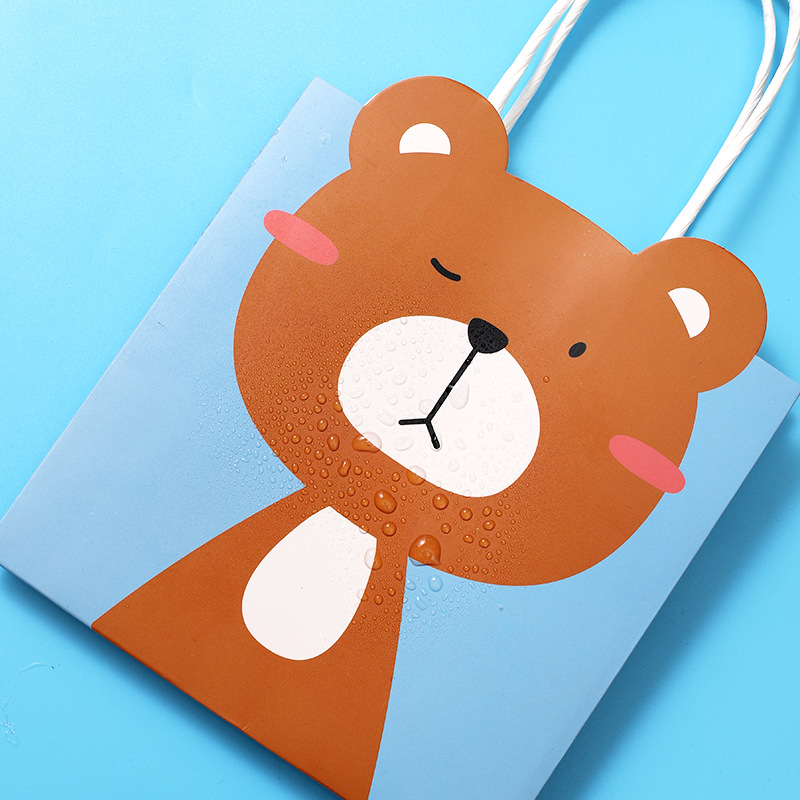 Cartoon Animal Dessert Packaging Paper Bag Wholesale Cute Cartoon Handbag Holiday Gift Accompanying Gift Bag