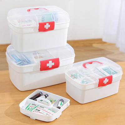 Wholesale medicine box multi-layer compartment large capacity portable medical box medicine emergency storage box household small medicine box large