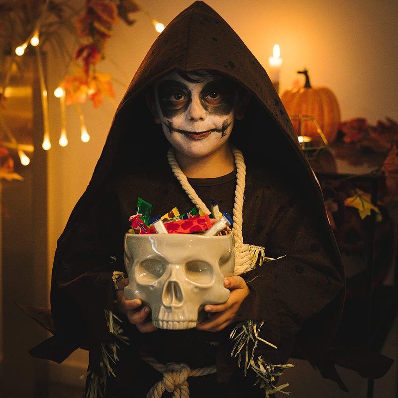 ハロウィーン人間スカルボウルスパゲッティボウルセラミック工芸品置物食器家庭料理キャンディーボウル|undefined