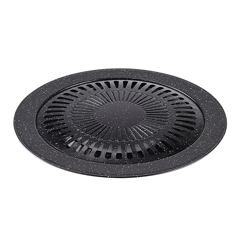 Korean-style outdoor cassette stove iron baking pan barbecue two-layer enamel barbecue non-stick coating round frying pan thickened