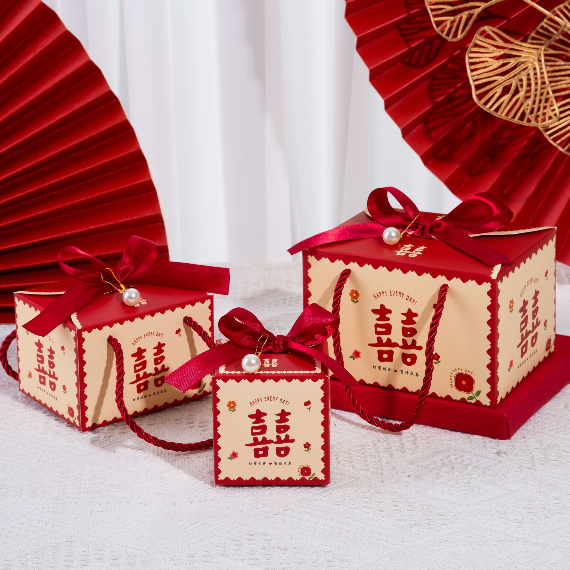 Chinese Style Pastoral Candy Box ins Candy Box Wedding Gift Table Candy Hand Gift Hand Fold Empty Packaging Box Wholesale