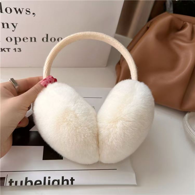 Double-sided Rex Rabbit Mao Mao Ear Cover Korean Style Cute Plush Ear Cover Color Retractable Ear Bag Winter Warm Ear Movers