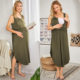 Summer European and American Breastfeeding Pregnant Women's Skirt Vest Women's Home Clothes Nightdress Modal Man Cotton Casual Pleated Long Skirt