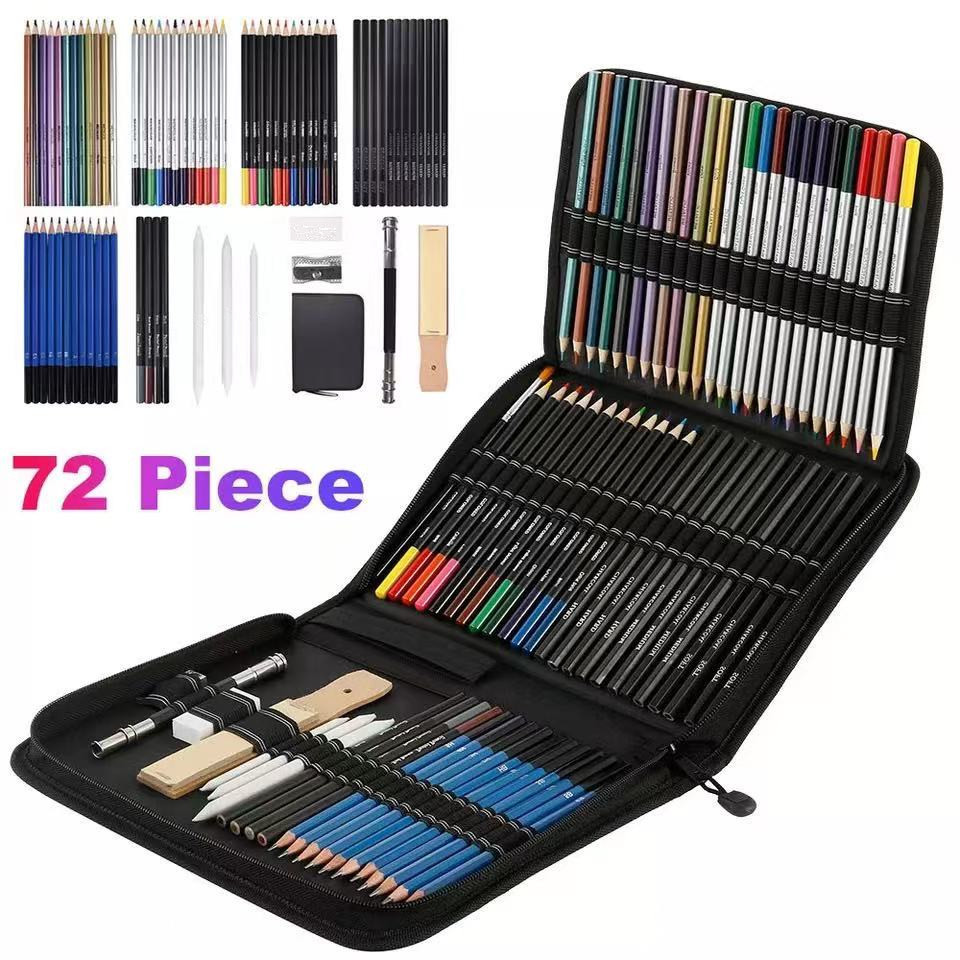 Cross-border new 72-piece sketch color lead painting set water-soluble color lead metal color lead children's drawing art set