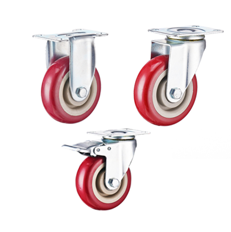 Factory wholesale 2.5, 3, 4, 5 inch bordeaux PVC industrial medium universal wheel trolley directional casters