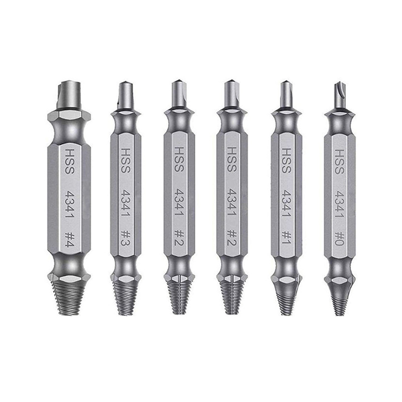 4-piece set of broken head screw extraction device Set 6pc high-speed steel 4341 sprinkling double-head extraction device broken wire sliding tooth damage