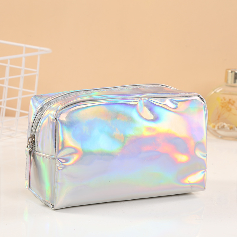 New solid color laser cosmetic bag ins style portable travel wash storage bag makeup activities gift bag wholesale