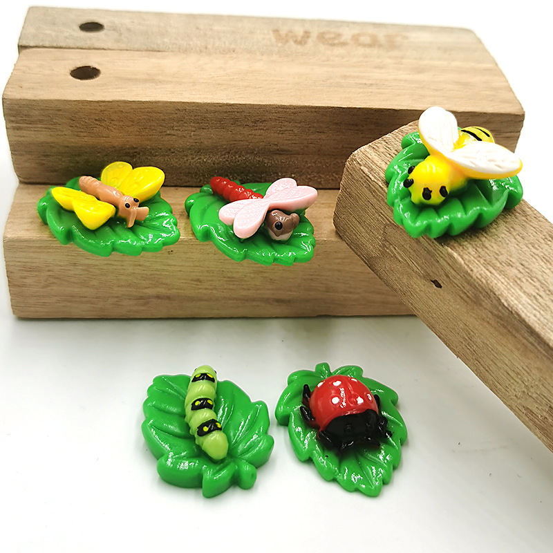 Leaf Animal Micro Landscape Ornaments Cartoon Three-Dimensional Small Animal Doll Mobile Phone Case Refrigerator Sticker Handmade DIY Accessories