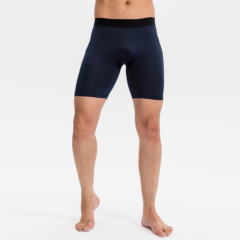 Men's Tight Fitness Shorts with Pocket Sports Running Training Elastic Moisture-wicking Quick-drying Shorts 01406