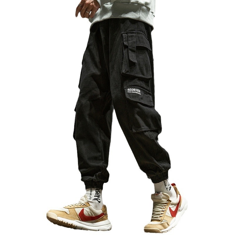 Overalls men's spring and autumn loose American high street functional fashion brand ankle-tied multi-pocket casual pants for boys autumn