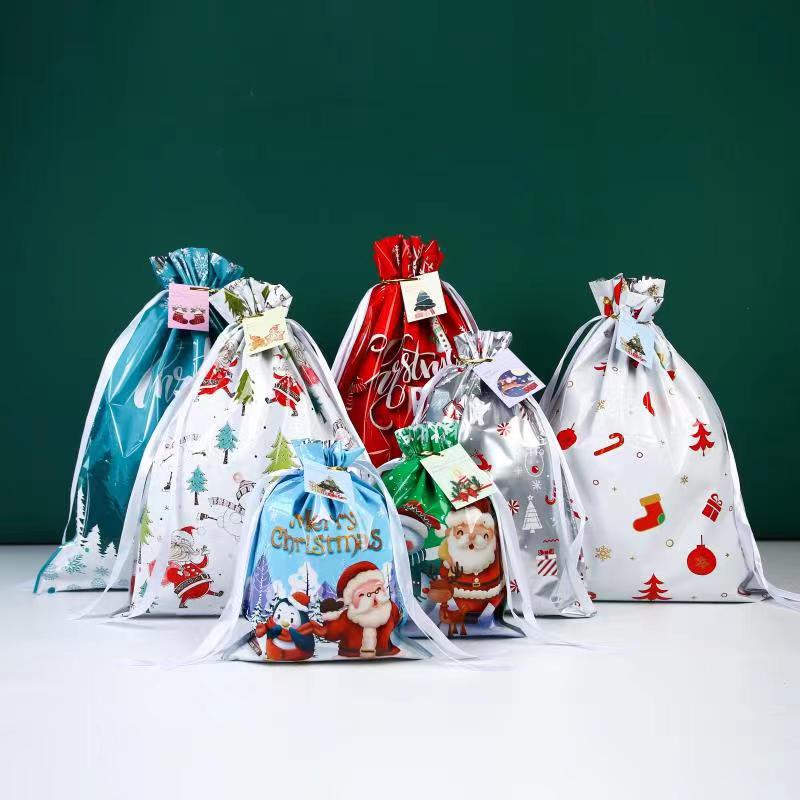 2025 New Santa Drawstring Drawstring Pocket Candy Bag Christmas Gift Bag Christmas Gift Decorations