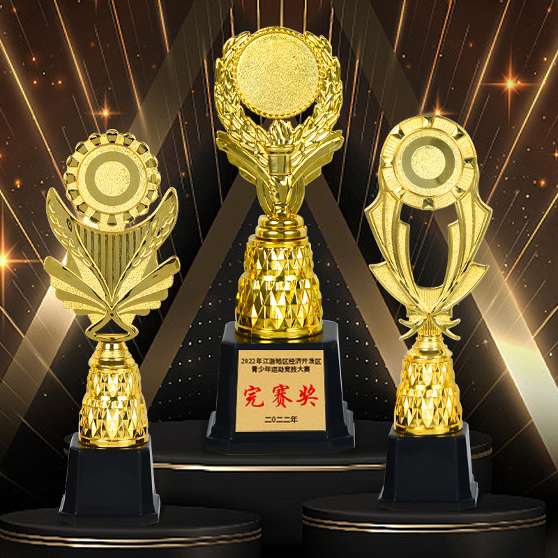 Factory wholesale Sunflower Trophy sports golden doll trophy flower brand plastic trophy wholesale gold foil printing lo
