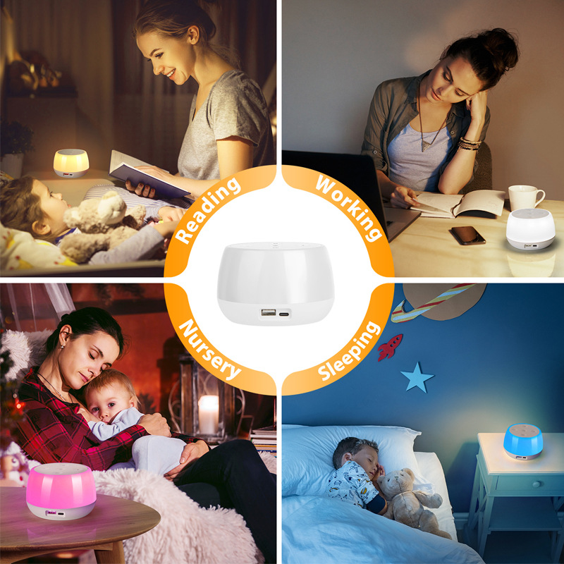 New colorful plug-in night light bedside lamp table lamp touch atmosphere lamp with usb charger Amazon hot