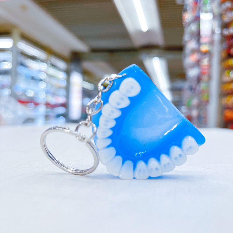 False teeth key chain key ring creative simulation false teeth key ring resin false teeth earrings with ornaments l gift batch